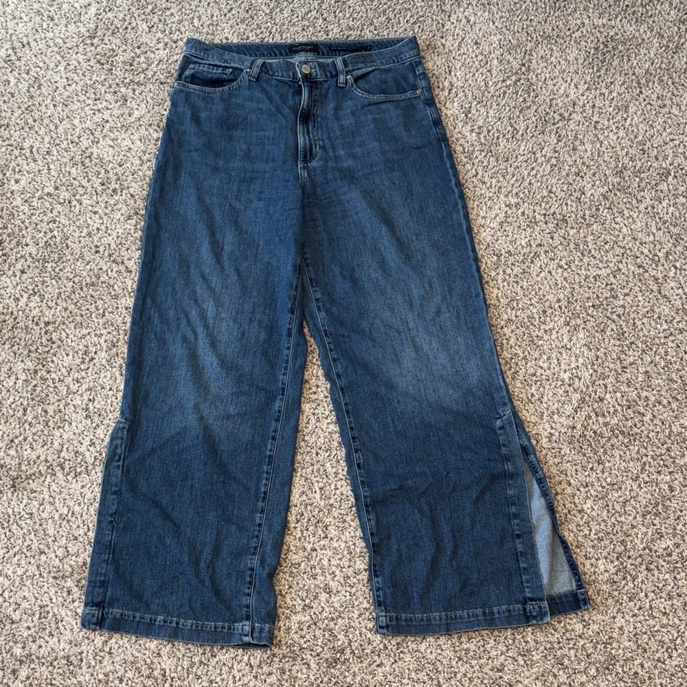 Banana Republic Dark Blue Wide Leg Jeans with Side Slits